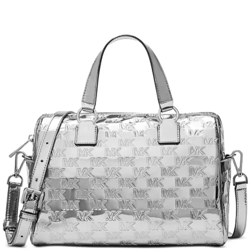 Michael Kors Silver MK Signature Medium Size Satchel Sunday Deal 125.00 FIRM